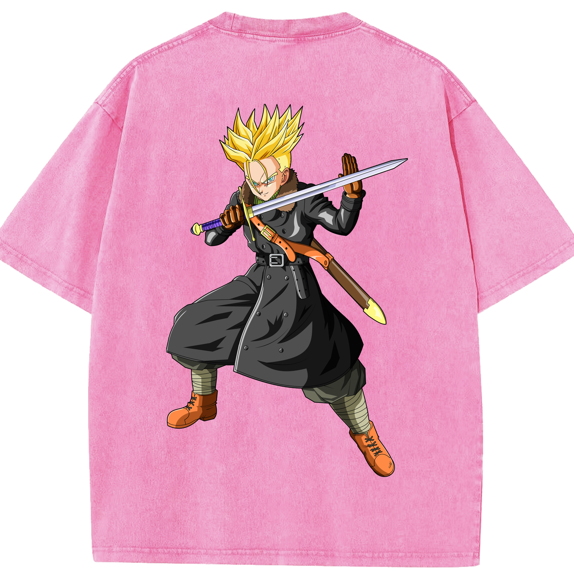 （画像用） ドラゴンボール トランクス（Torankusu）DRAGON BALL Trunks 綿100% ヴィンテージ風 半袖Tシャツ（背面プリント）